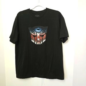 Transformers Black Graphic T-Shirt Men’s Large Movie Logo Tee Casual Streetwear